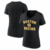 Boston Bruins Logo Athletic Women's Arch Victory V-Neck T-Shirt - Black - NHL