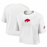 Buffalo Bills Women's Striped Cropped T-Shirt White/Cream | Nike for Sale