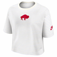 Buffalo Bills Women's Striped Cropped T-Shirt White/Cream | Nike for Sale