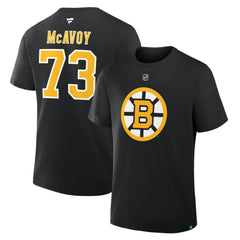Charlie McAvoy Boston Bruins Fanatics Authentic Stack Name & Number T-Shirt - Black - NHL