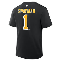 Jeremy Swayman Boston Bruins Fanatics Authentic Stack Name & Number T-Shirt - Black - NHL