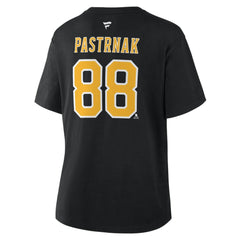 David Pastrnak Boston Bruins Fanatics Women's Authentic Stack Name & Number T-Shirt - Black - NHL