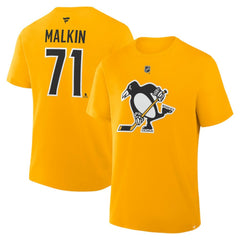 Evgeni Malkin Pittsburgh Penguins Fanatics Authentic Stack Name & Number T-Shirt - Gold - NHL