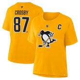 Sidney Crosby Pittsburgh Penguins Fanatics Women's Authentic Stack Name & Number T-Shirt - Gold - NHL