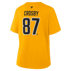Sidney Crosby Pittsburgh Penguins Fanatics Women's Authentic Stack Name & Number T-Shirt - Gold - NHL