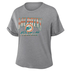 Miami Dolphins Women's Overplayed Tribute Tri-Blend Boxy T-Shirt Heather Gray | Fanatics