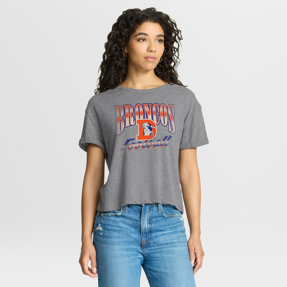 Denver Broncos Women's Overplayed Tribute Tri-Blend Boxy T-Shirt Heather Gray | Fanatics