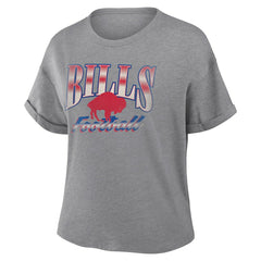 Buffalo Bills Women's Overplayed Tribute Tri-Blend Boxy T-Shirt Heather Gray | Fanatics