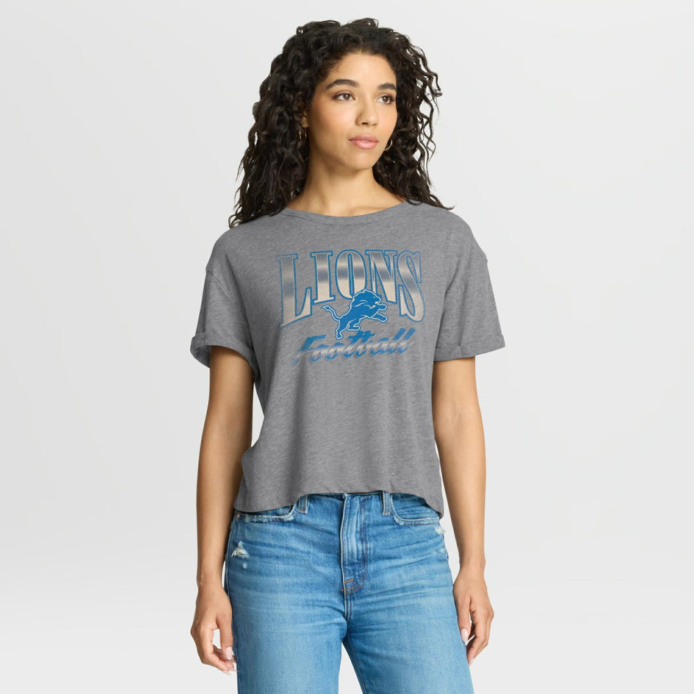 Detroit Lions Women's Overplayed Tribute Tri-Blend Boxy T-Shirt Heather Gray | Fanatics