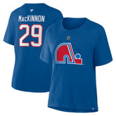 Nathan MacKinnon Colorado Avalanche Fanatics Women's Heritage Authentic Stack Name & Number T-Shirt - Blue - NHL