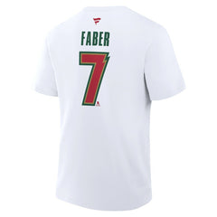Brock Faber Minnesota Wild Fanatics Authentic Stack Name & Number T-Shirt - White - NHL