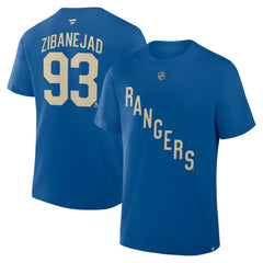 Mika Zibanejad New York Rangers Fanatics Authentic Stack Name & Number T-Shirt - Blue - NHL