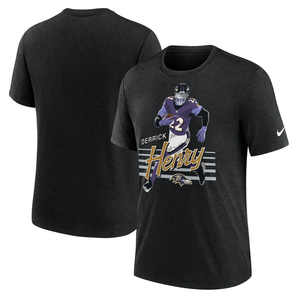 Derrick Henry Baltimore Ravens Player Graphic T-Shirt Heather Black | Nike for Sale