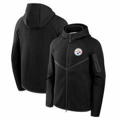 Pittsburgh Steelers Tech Fleece Raglan Full-Zip Windrunner Hoodie Black | Nike for Sale