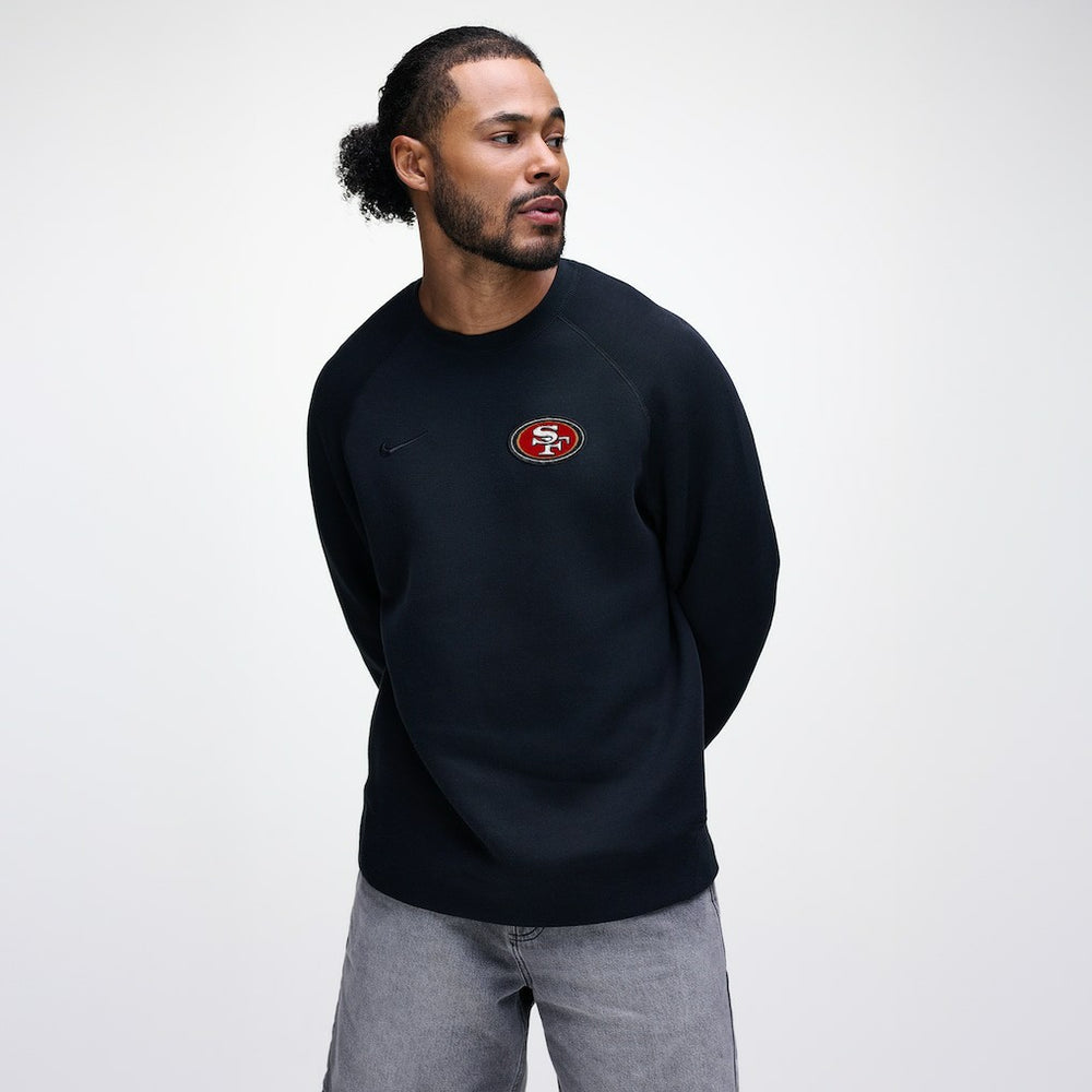 San Francisco 49ers Tech Fleece Raglan Sweatshirt Black | Nike for Sale