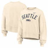 Seattle Seahawks Women's Oversized High Hip Legacy Arch Phoenix Fleece Sweatshirt Natural | Nike for Sale