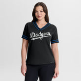 Los Angeles Dodgers Fanatics Women's Diva Race Ahead Raglan V-Neck T-Shirt - MLB