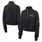 New England Patriots Women's Legacy Phoenix Fleece Cropped Half-Zip Sweatshirt Black | Nike for Sale