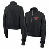 Chicago Bears Women's Legacy Phoenix Fleece Cropped Half-Zip Sweatshirt Black | Nike for Sale