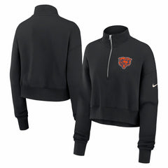 Chicago Bears Women's Legacy Phoenix Fleece Cropped Half-Zip Sweatshirt Black | Nike for Sale