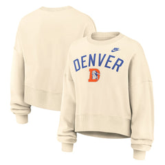 Denver Broncos Women's Oversized High Hip Legacy Arch Phoenix Fleece Sweatshirt Natural | Nike for Sale