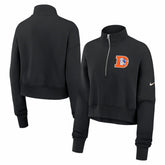 Denver Broncos Women's Legacy Phoenix Fleece Cropped Half-Zip Sweatshirt Black | Nike for Sale