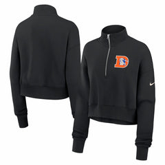 Denver Broncos Women's Legacy Phoenix Fleece Cropped Half-Zip Sweatshirt Black | Nike for Sale
