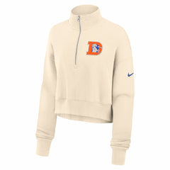 Denver Broncos Women's Legacy Phoenix Fleece Cropped Half-Zip Sweatshirt Cream | Nike for Sale