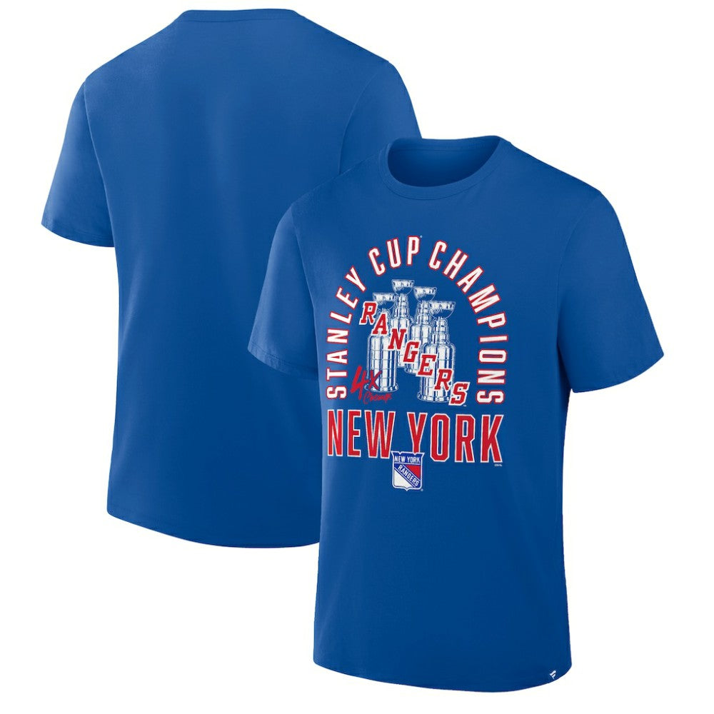 New York Rangers Fanatics 4x Stanley Cup Champions T-Shirt - Blue - NHL