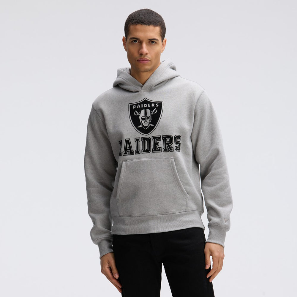 Las Vegas Raiders IconicFleece Flocked Hoodie Heather Gray | Fanatics