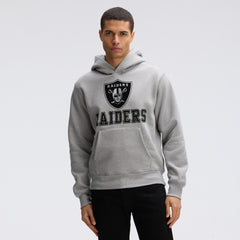 Las Vegas Raiders IconicFleece Flocked Hoodie Heather Gray | Fanatics