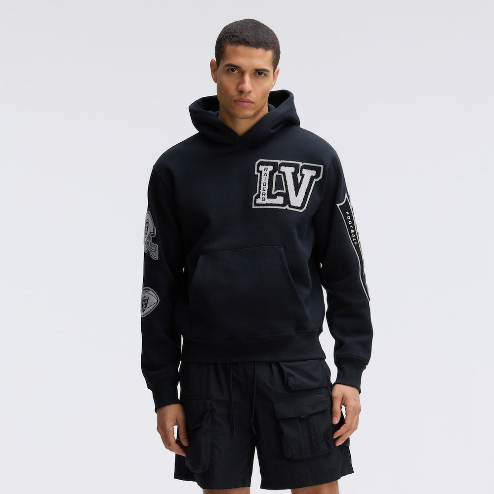 Las Vegas Raiders IconicFleece Letterman Hoodie Black | Fanatics