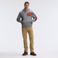 San Francisco 49ers IconicFleece Letterman Hoodie Athletic Heather Gray | Fanatics