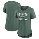New York Jets Women's The City Never Sleeps Tri-Blend T-Shirt Heather Green | Nike for Sale