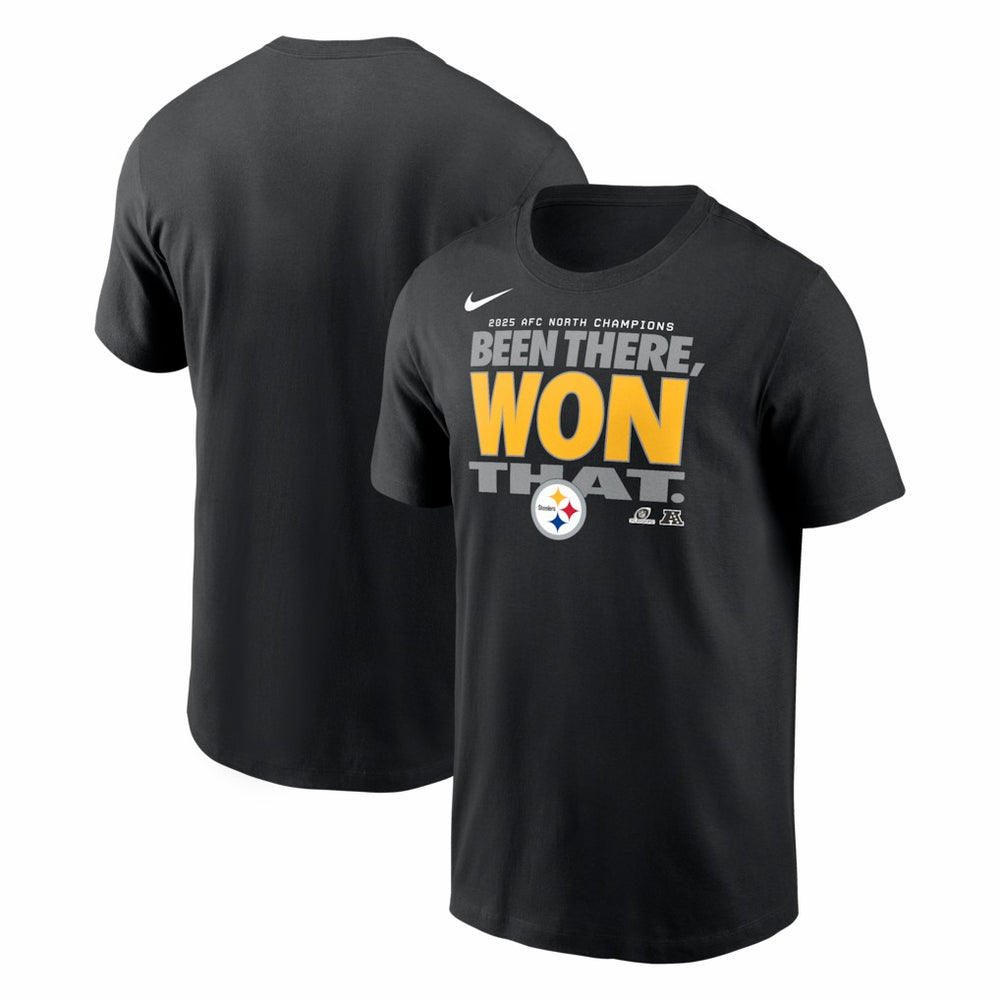 Pittsburgh Steelers 2025 AFC North Division Champions Locker Room Trophy Collection T-Shirt Black | Nike for Sale