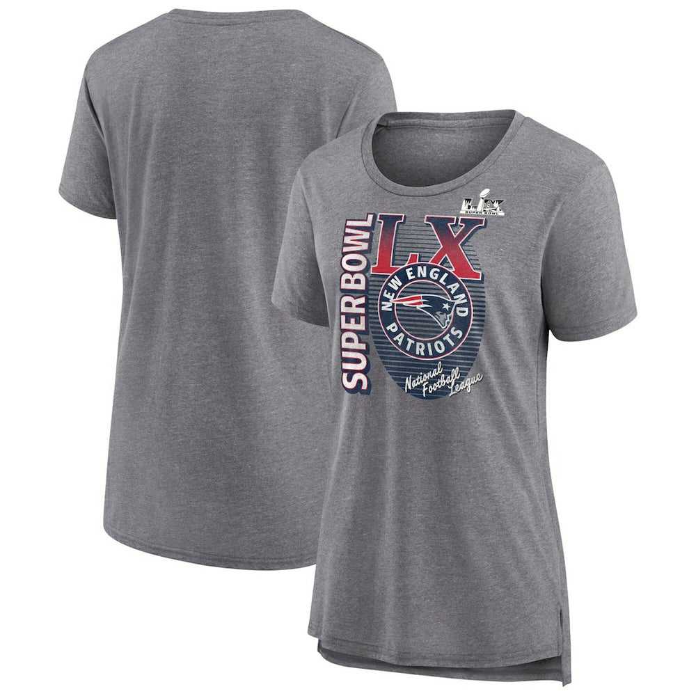 New England Patriots Women's Super Bowl LX Retro Tri-Blend T-Shirt Heather Gray | Fanatics