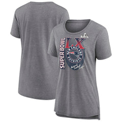 New England Patriots Women's Super Bowl LX Retro Tri-Blend T-Shirt Heather Gray | Fanatics