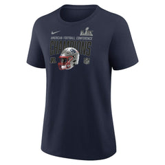 New England Patriots Women's 2025 AFC Champions Helmet T-Shirt Navy | Nike for Sale