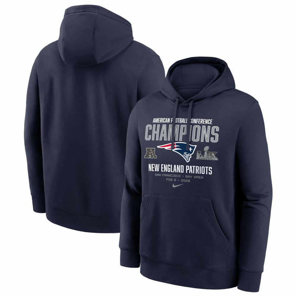 New England Patriots 2025 AFC Champions Team Nation Hoodie Navy | Nike for Sale