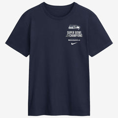 Seattle Seahawks Two-Time Super Bowl Champions Downtown Ring Club T-Shirt College Navy | Nike for Sale