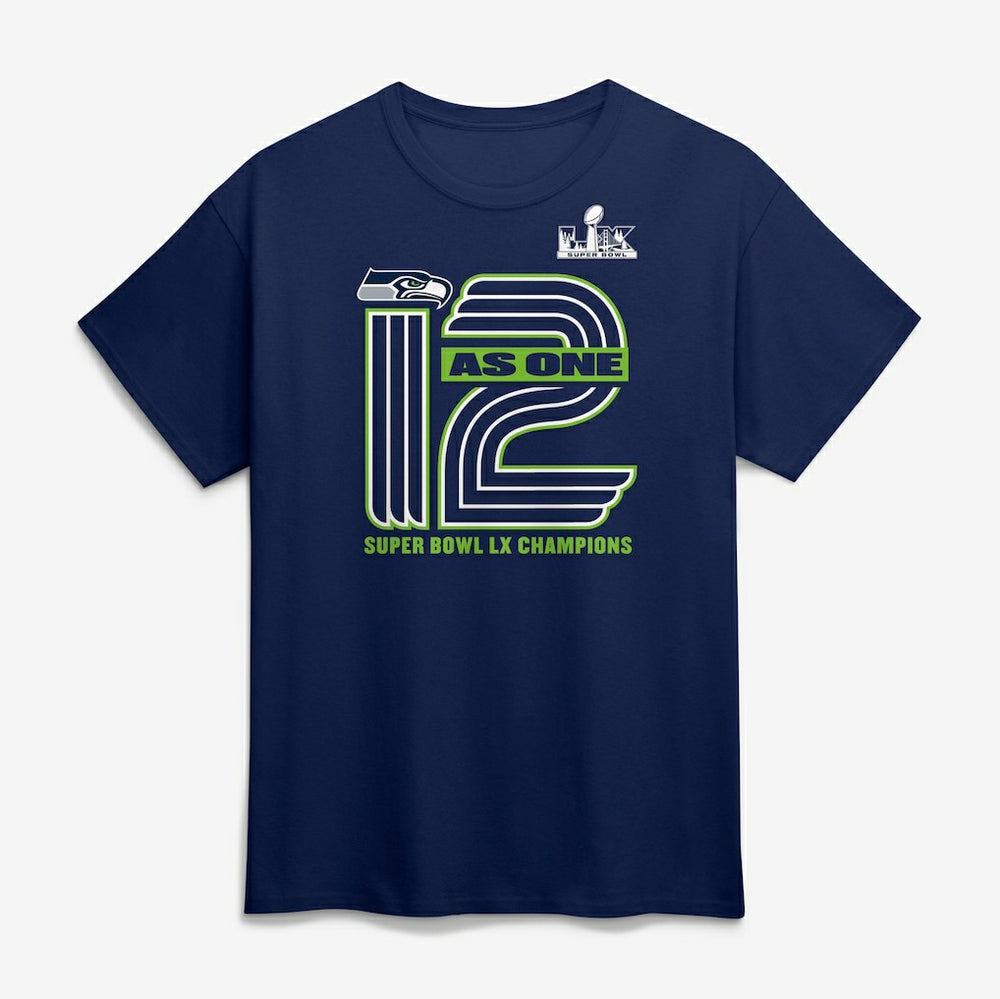 Seattle Seahawks Super Bowl LX Champions Hometown On Top T-Shirt College Navy | Fanatics