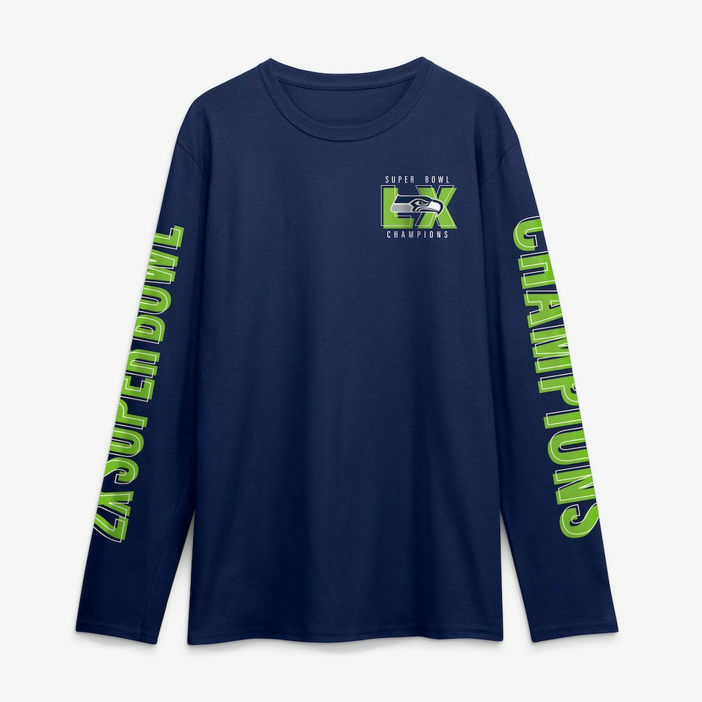 Seattle Seahawks Super Bowl LX Champions Own The Moments Long Sleeve T-Shirt College Navy | Fanatics