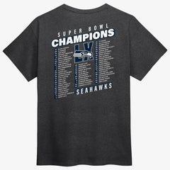 Seattle Seahawks Super Bowl LX Champions Best Teammates Roster T-Shirt Heather Charcoal | Fanatics