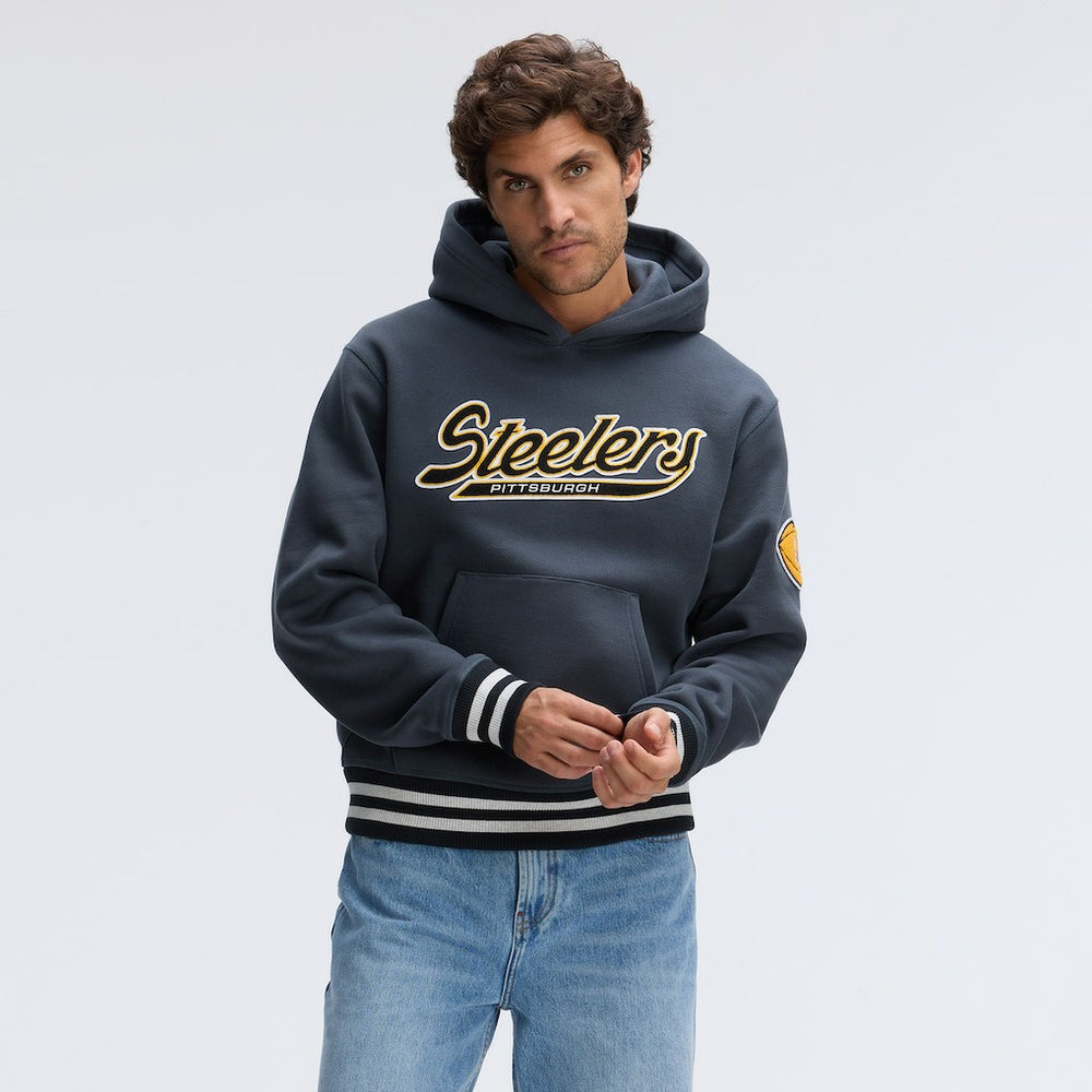 Pittsburgh Steelers IconicFleece Tipped Hoodie Charcoal | Fanatics