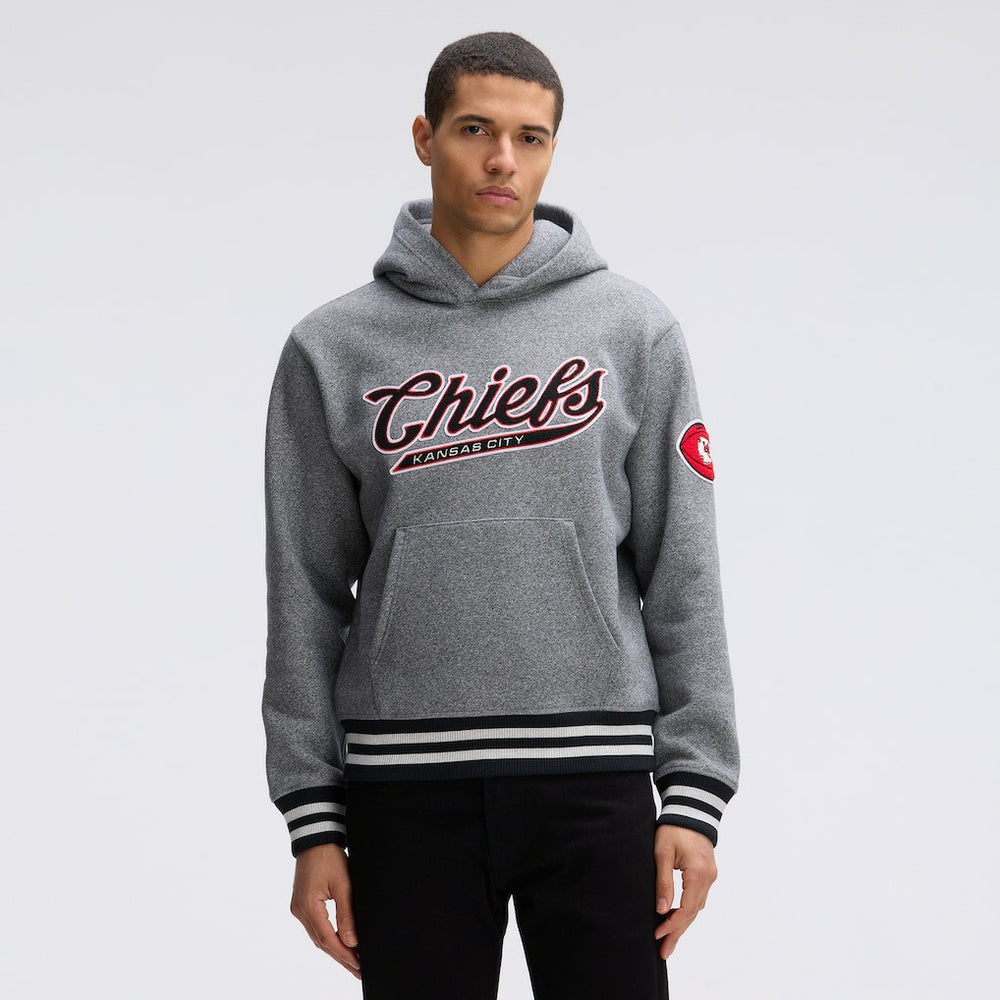 Kansas City Chiefs IconicFleece Tipped Hoodie Athletic Heather Gray | Fanatics