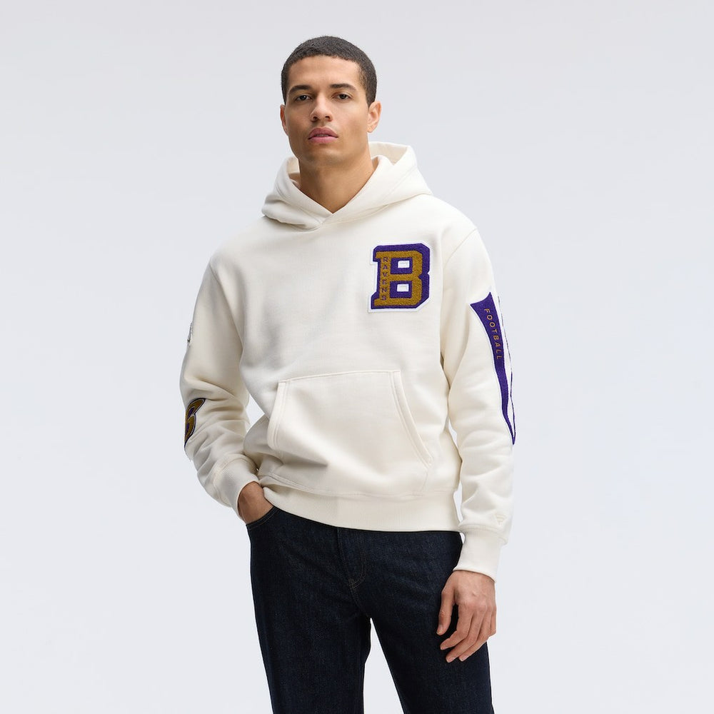 Baltimore Ravens IconicFleece Letterman Hoodie Oatmeal | Fanatics