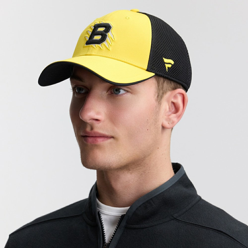 Boston Bruins Fanatics 2026 NHL Stadium Series Authentic Pro Adjustable Trucker Hat - Gold/Black - NHL