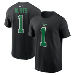 Jalen Hurts Philadelphia Eagles Player Name & Number T-Shirt Black | Nike for Sale