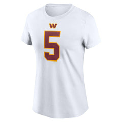 Jayden Daniels Washington Commanders Women's Super Bowl Era Name & Number T-Shirt White | Nike for Sale