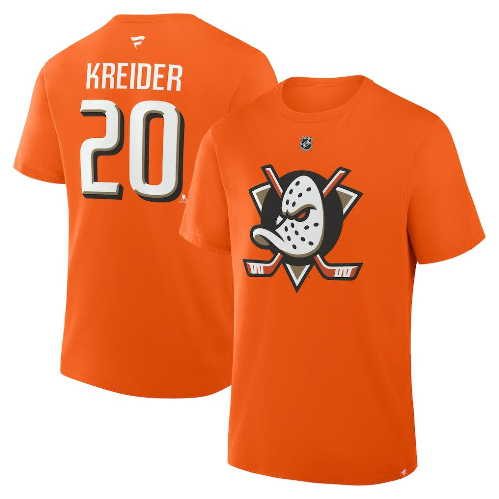Chris Kreider Anaheim Ducks Fanatics Authentic Stack Name & Number T-Shirt - Orange - NHL